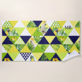 Monogram Trendy Tropical Cockatop Floral Strandtuch (Vorderseite)
