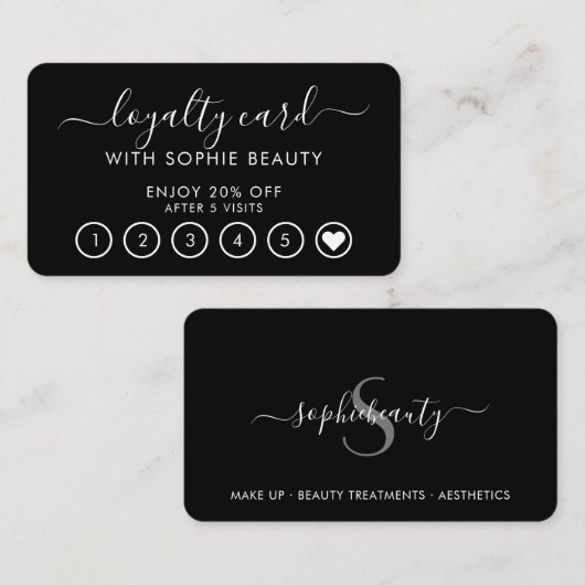 Monogram-Treuekarte für den Schwarzen und Weißen S Treuekarte (Vorne/Hinten)