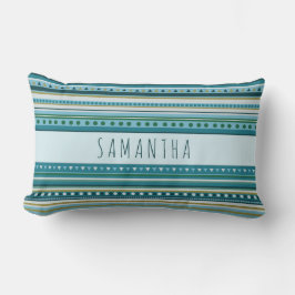 Monogram Tribal Aquamarin Blue Pattern Lumbar Pill Lendenkissen