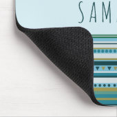 Monogram Tribal Aquamarin Blue Stripes Muster Mous Mousepad (Ecke)