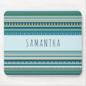 Monogram Tribal Aquamarin Blue Stripes Muster Mous Mousepad (Vorne)