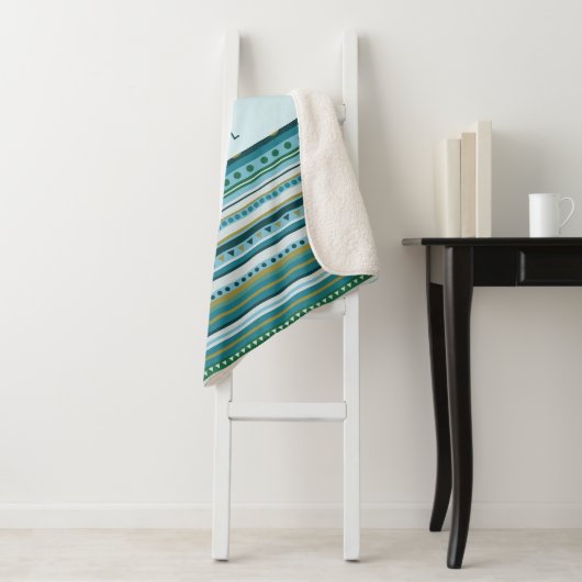 Monogram Tribal Aquamarin Blue Stripes Sherpa Blan Sherpadecke (Beispiel)