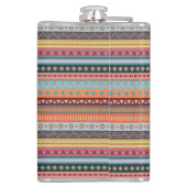 Monogram Tribal farbenfrohe geometrische Muster Fl Flachmann (Rückseite)