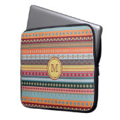 Monogram Tribal farbenfrohe Neopren-Laptop-Sieb Laptopschutzhülle (Vorderseite Links)