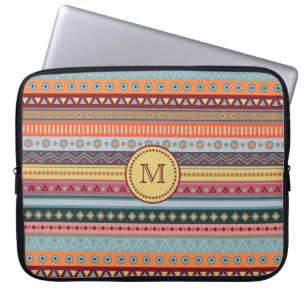 Monogram Tribal farbenfrohe Neopren-Laptop-Sieb Laptopschutzhülle