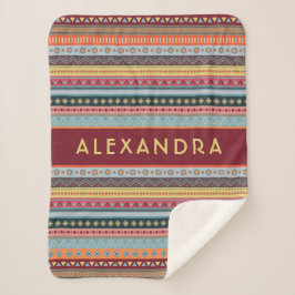 Monogram Tribal Muster farbenfrohe Sherpa Blanket Sherpadecke