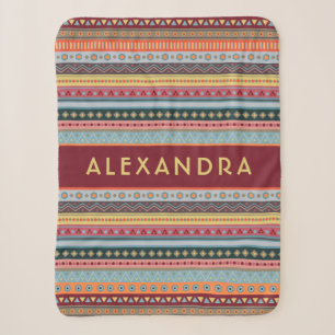 Monogram Tribal Muster farbenfrohe Sherpa Blanket Sherpadecke