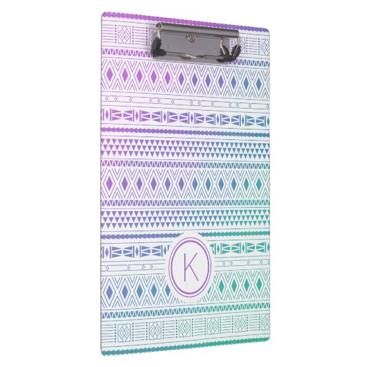 Monogram Tribal Pattern Klemmbrett (Rechts)