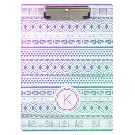 Monogram Tribal Pattern Klemmbrett (Vorderseite)