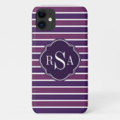Monogram Trio Royal Lila Stripes Muster Case-Mate iPhone Hülle (Rückseite)