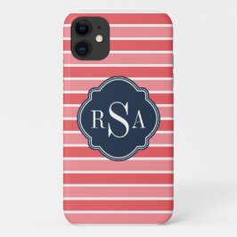Monogram Trio Watermelon Pink Stripes Muster Case-Mate iPhone Hülle