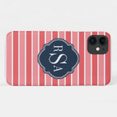 Monogram Trio Watermelon Pink Stripes Muster Case-Mate iPhone Hülle (Rückseite (Horizontal))