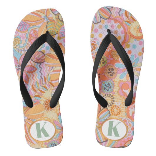 Monogram Trippy Nostalgic Floral Mood Badesandalen (Fußbett)
