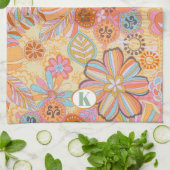 Monogram Trippy Nostalgic Floral Mood Geschirrtuch (Gefaltet)
