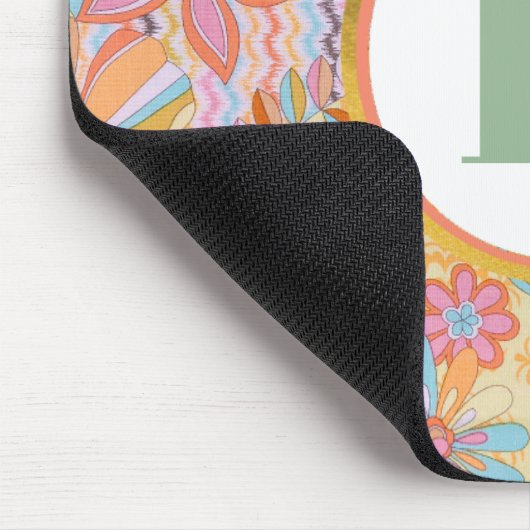 Monogram Trippy Nostalgic Floral Mood Mousepad (Ecke)