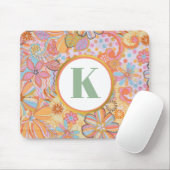 Monogram Trippy Nostalgic Floral Mood Mousepad (Mit Mouse)