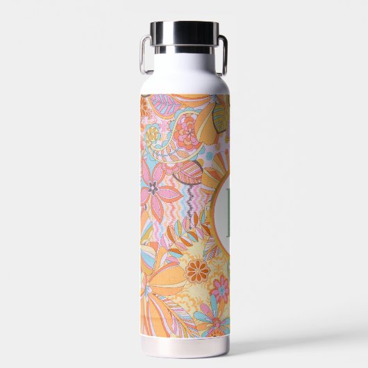 Monogram Trippy Nostalgic Floral Mood Trinkflasche (Vorne)