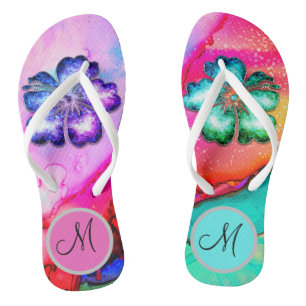 Monogram Trippy Tropical Floral Flip Flops Badesandalen