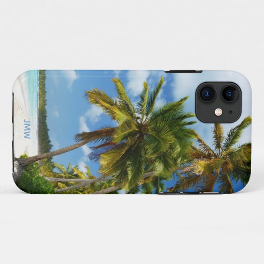 Monogram Tropical Beach Palm Trees Case-Mate iPhone Hülle (Rückseite (Horizontal))