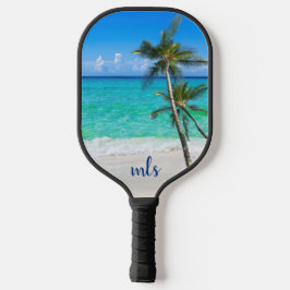 Monogram Tropical Beach Palm Trees Pickleball Schläger