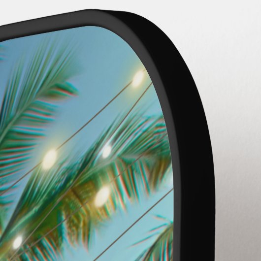 Monogram Tropical Beach Palm Trees String Lights Pickleball Schläger (Linke Seite)