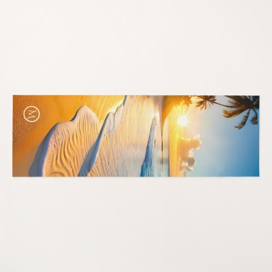 Monogram Tropical Beach Waves Sunset Yogamatte (Vorderseite (Horizontal))