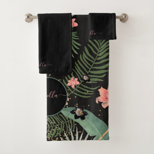 Monogram Tropical Blätter Badetuch Set (Insitu)