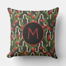 Monogram Tropical Blätter Ginger Geometric Pattern Kissen