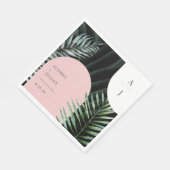 Monogram Tropical Blush Pink Arch Palm Blätter Serviette (Ecke)