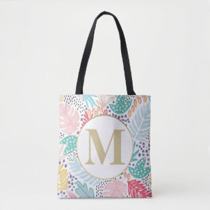 Monogram Tropical Colorful Collage Toag Tasche