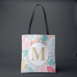 Monogram Tropical Colorful Collage Totbeutel Tasche<br><div class="desc">Ein fröhlicher, kühner und farbenfroher Druck, inspiriert von einem tropischen Garten und Matisse und seinen berühmten Ausschnitten. Eine total tropische Collage auf einer weißen Basis. Die Blume und Pflanze wurden aus erster Hand gezeichnet oder bemalt und anschließend digital bearbeitet, um dieses "ausgeschnittene Papier" Wiederholmuster zu erzeugen. Fügen Sie Ihr 'Gold...</div>