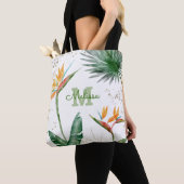 Monogram Tropical Island Floral Script Gold White Tasche (Von Nahem)