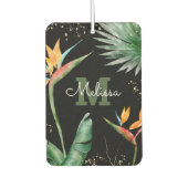 Monogram Tropical Palm Foliage Gold Black Script Autolufterfrischer (Vorderseite)