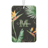 Monogram Tropical Palm Foliage Gold Black Script Autolufterfrischer (Rückseite)