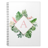 Monogram Tropical Palm Green White Botanic Notizblock (Vorderseite)