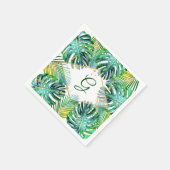 Monogram Tropical Palm Leaf Trendy Typografie Serviette (Ecke)