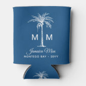Monogram Tropical Palm Tree Personalized Name Dosenkühler (Vorderseite)
