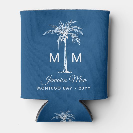 Monogram Tropical Palm Tree Personalized Name Dosenkühler (Vorderseite)