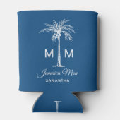 Monogram Tropical Palm Tree Personalized Name Dosenkühler (Rückseite)