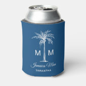 Monogram Tropical Palm Tree Personalized Name Dosenkühler (Kanne Rückseite)