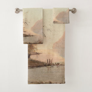 Monogram Tropical Palm Tree Vintag Elegant Badhandtuch Set