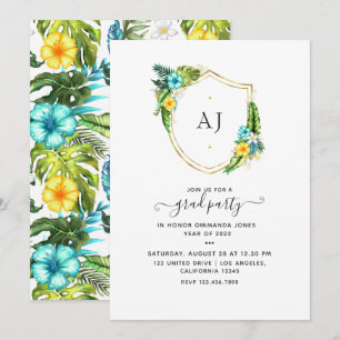 Monogram Tropical Summer Beach Abschluss Einladung