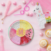 Monogram Tropical Summer Fruit Tutti Fruitti Pappteller (Party)