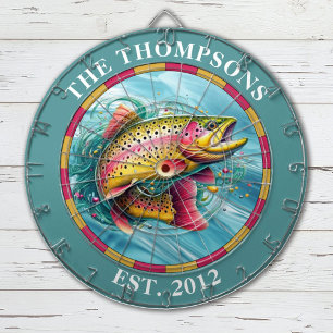 Monogram Trout Fly Fisherman Dartscheibe