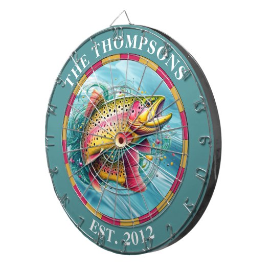 Monogram Trout Fly Fisherman Dartscheibe (Vorderseite rechts)