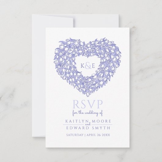 monogram tulip flower heart RSVP wedding (Vorderseite)