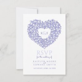 monogram tulip flower heart RSVP wedding Karte