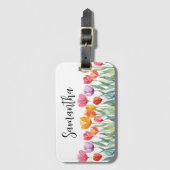 Monogram Tulips Frühlingsblumen farbenfroh und frö Gepäckanhänger (Vorderseite Vertikal)
