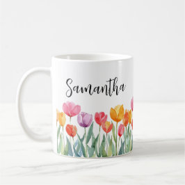 Monogram Tulips Frühlingsblumen farbenfroh und frö Kaffeetasse