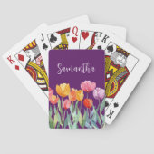 Monogram Tulips Frühlingsblumen farbenfroh und frö Spielkarten (Rückseite)
